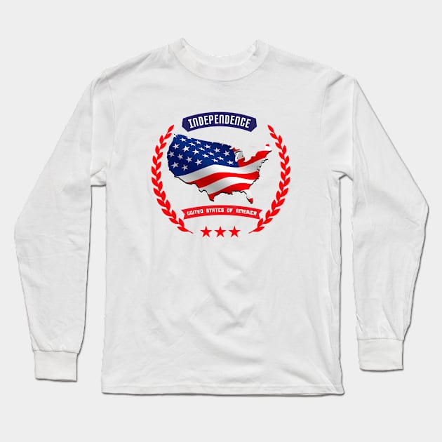 Independence Day United States of America, Celebrate 4th of July Long Sleeve T-Shirt by RAMKUMAR G R